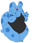 anthro beady_eyes belly blue&#039;s_clues blue_(blue&#039;s_clues) blue_body blue_fur blush breasts clothing female front_view fur gesture hi_res huge_hips huge_thighs looking_at_viewer multicolored_body multicolored_fur nickelodeon one-piece_swimsuit overweight overweight_anthro overweight_female rakashama solo swimwear thick_thighs two_tone_body two_tone_fur waving wide_hips 