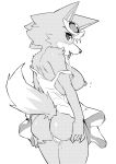  animal_crossing anthro audie_(animal_crossing) big_breasts bodily_fluids breasts butt canid canine canis clothed clothing dress dripping female fox genitals hand_on_butt hasuki juice_(disambiguation) mammal monochrome nintendo partially_clothed presenting presenting_hindquarters pussy saliva solo spreading tongue tongue_out video_games wet wolf 
