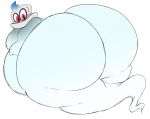  anthro belly big_belly big_butt bodily_fluids butt cappy_(mario) ghost hi_res huge_butt hyper hyper_butt looking_back male mario_bros nintendo nude overweight overweight_anthro overweight_male rakashama slightly_chubby solo spirit super_mario_odyssey sweat thick_thighs video_games wide_hips 