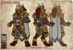  2017 4_toes 5_fingers alpha_channel anthro armor barefoot belt blizzard_entertainment border brown_body brown_fur canid canine canis cape claws clothed clothing digital_media_(artwork) digitigrade english_text fan_character fangs fingers fur gauntlets gem gloves handwear headgear headwear helmet howlite knight male mammal model_sheet paws scale_armor shoulder_pads solo tabard teeth text todrick_ward toe_claws toes transparent_border video_games warcraft warrior were werecanid wolf worgen 