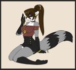  anthro bracelet clothing cooper_(artist) ear_piercing ear_ring female jewelry mammal necklace piercing procyonid raccoon solo 