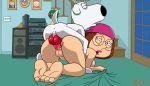  absurd_res anal animal_genitalia animal_penis anthro anus black_eyes brian_griffin brown_hair butt canid canine canine_penis canis collar domestic_dog eyewear family_guy female fur genitals glasses hair hi_res human human_on_anthro human_penetrated interspecies knot male male/female mammal meg_griffin mrclearedits penetration penis pussy screencap screencap_background white_body white_fur 