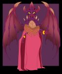  2020 activision anthro breasts cleavage clothed clothing crossgender digital_media_(artwork) female fingers front_view hi_res horn looking_at_viewer malefor membrane_(anatomy) membranous_wings purple_background scalie simple_background solo spyro_the_dragon suirano video_games wings 