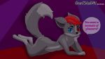  16:9 anthro canid canine canis chibi dark_(character) darkholm1 english_text hi_res male mammal presenting seducing solo text widescreen wolf 