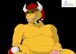  anthro bodily_fluids bowser chubby_male claws collar foreskin fungus genital_fluids genitals hair horn koopa male mario_bros mushroom navel nintendo nowatheottsel penis penis_head precum precum_drip red_eyes red_hair scalie slightly_chubby solo spiked_collar spikes teeth teeth_showing tongue tongue_out video_games 