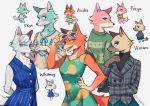 animal_crossing anthro audie_(animal_crossing) black_eyes blonde_hair blue_body blue_eyes blue_fur bottomless bottomwear brown_body brown_fur brown_nose canid canine canis claws clothed clothing crossed_arms dipstick_tail dress english_text eyelashes eyewear female freya_(animal_crossing) fur group hair hand_on_hip hands_behind_back hi_res jacket kurolee97 looking_at_viewer looking_back mammal markings multicolored_body multicolored_fur multicolored_tail nintendo open_mouth orange_body orange_fur pink_body pink_fur shirt short_hair signature simple_background skirt skye_(animal_crossing) standing sunglasses sweater tan_body tan_fur text topwear two_tone_body two_tone_fur video_games vivian_(animal_crossing) white_background white_body white_fur whitney_(animal_crossing) wolf yellow_sclera 