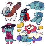  1:1 anthro badger badgerclops black_body black_fur blue_body blue_fur canid canine canis cartoon_network cellphone clothing crown domestic_dog felid fur group hi_res king king_snugglemagne_xxv lion male mammal mao_mao:_heroes_of_pure_heart mustelid musteline ol&#039;_blue pantherine phone red_clothing royalty selfie shapeshiftinterest sheriff_mao_mao_mao smartphone uniform 
