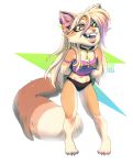  2020 4_toes anthro barefoot breasts canid canine clothed clothing digital_media_(artwork) ear_piercing ear_ring female fox green_eyes lips looking_at_viewer mammal open_mouth piercing rayley smile solo teeth toes tongue 
