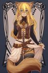  2017 anthro arm_warmers armwear blonde_hair blue_eyes bottomwear brown_body brown_fur clothing digital_media_(artwork) domestic_cat felid feline felis female fur genitals hair hi_res iwbitu legwear looking_at_viewer mammal pussy sahara shaded skirt solo standing steampunk thing_highs 