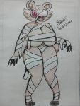  3:4 anthro bidoof big_breasts breast_squish breasts chloe_(luxury_furart) fan_character female hi_res luxury_furart mummy mummy_costume nintendo pok&eacute;mon pok&eacute;mon_(species) smile solo squish thick_thighs undead video_games 