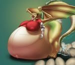  anthro belly big_belly bodily_fluids breasts dragon egg female genital_fluids hi_res hyper hyper_belly nipple_outline oviposition pregnant solo 