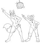  anthro arcticsnow1 cobalt_(chris_sutor) dancing disco_ball duo humanoid_genitalia hybrid male male/male mammal metal_(artist) monochrome nude sketch ursid 