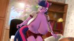  16:9 3d_(artwork) anthro anthrofied anthroponiessfm big_breasts bottomwear breasts clothed clothing detailed_background dialogue digital_media_(artwork) equid equine female friendship_is_magic hasbro hi_res horn huge_breasts mammal my_little_pony nipples open_clothing open_topwear skirt solo topwear twilight_sparkle_(mlp) unicorn widescreen 