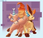  anus blue_eyes blue_nose bow brown_eyes butt coffeefly eeveelution eyewear fan_character female genitals glasses hi_res leafeon looking_back nintendo party_hate pok&eacute;mon pok&eacute;mon_(species) presenting presenting_hindquarters pussy scarf video_games 