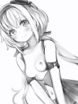  .live 1girl alternate_costume alternate_hairstyle blush breasts carro_pino collarbone detached_sleeves hair_ornament hat headband highres long_hair looking_at_viewer low_twintails monochrome nanashi_(nlo) navel small_breasts smile twintails virtual_youtuber 