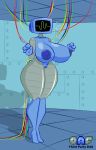  absurd_res anthro big_breasts blue_body breasts female floor genitals grey_body hi_res humanoid karen_plankton machine metal metallic_body monitor nickelodeon nipples not_furry nsfwoaf nude pussy robot robot_humanoid roof screen screen_face shadow solo spongebob_squarepants standing text thick_thighs wire 
