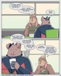  2020 4:5 anthro basil_(mikrogoat) clothing comic domestic_pig duo english_text hi_res humanoid_hands lagomorph leporid male mammal mikrogoat overweight overweight_male rabbit shirt sitting suid suina sus_(pig) text topwear url 