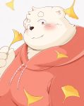  2020 anthro autumn blush clothing cute_fangs fur hi_res hoodie kemono kwzu male mammal overweight overweight_anthro overweight_male portrait solo topwear ursid white_body white_fur 