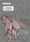  american_dragon:_jake_long anthro bedroom blitzdrachin bodily_fluids comic conditional_dnp dialogue disney dragon jake_long male patreon pinup pose solo sweat text tired unfinished 