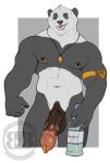  2020 5_fingers abs alcohol animal_genitalia animal_penis anthro beverage biceps big_penis biped bottle brown_penis bruteandbrawn claws digital_media_(artwork) english_text equine_penis erection fingers flared_penis front_view fur genital_piercing genitals giant_panda grey_body grey_fur grin hi_res holding_bottle holding_object jewelry looking_at_viewer male mammal markings multicolored_body multicolored_fur muscular muscular_anthro muscular_male navel necklace nipple_piercing nipple_ring nipples open_mouth pandapower897 pawpads pecs penis penis_piercing piercing pink_penis portrait prince_albert_piercing simple_background smile solo standing teeth tequila text three-quarter_portrait two_tone_body two_tone_fur urethra ursid vein veiny_penis watermark white_body white_fur yellow_eyes yellow_markings 