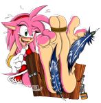  3_toes alpha_channel amy_rose anthro barefoot big_feet blush bodily_fluids bound dazidentevil eulipotyphlan feet female foot_fetish foot_focus hedgehog laugh mammal soles solo sonic_the_hedgehog_(series) tears tickle_torture tickling tickling_feet toes 
