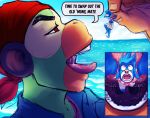  absurd_res anthro bodily_fluids cbl_art dialogue duo english_text grookey hi_res macro male male/male micro nintendo oral_vore pok&eacute;mon pok&eacute;mon_(species) popplio saliva speech_bubble teeth text tongue tongue_out video_games vore 