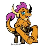  1:1 anthro claws dragon female friendship_is_magic hasbro knotsosfw my_little_pony nude open_mouth orange_body scales scalie simple_background sitting smolder_(mlp) solo supremo_burrito white_background 