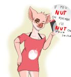  anthro baggy_clothing chest_tuft clothing domestic_pig duncan_(jasonafex) english_text fingers fur girly hi_res holding_object hooved_fingers hooves looking_at_viewer male mammal meme multicolored_body multicolored_fur nintendo nintendo_switch no_nut_november pink_body pink_fur qunteki solo speech_bubble suid suina sus_(pig) text tuft video_games 