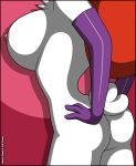  anthro breasts butt clothing disney female fur gloves hair handwear humanoid jessica_rabbit lagomorph leporid mammal nipples nude orange_hair purple_gloves rabbit scut_tail simple_background solo tagme verona7881 verona_(artist) white_body white_fur who_framed_roger_rabbit 