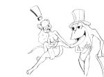  amphibian anthro cane chaoshetra chip_&#039;n_dale_rescue_rangers clothing disney duo female frog gadget_hackwrench hat headgear headwear male male/female mammal michigan_j_frog monochrome mouse murid murine rodent tongue tongue_out top_hat warner_brothers 