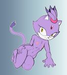  anthro blaze_the_cat domestic_cat felid feline felis female flat_chested fours_(artist) fur hand_on_hip lying mammal nipples on_side pink_nipples purple_body purple_fur sitting solo sonic_the_hedgehog_(series) 