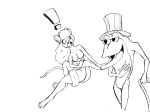  absurd_res amphibian anthro cane chaoshetra chip_&#039;n_dale_rescue_rangers clothing disney duo female frog gadget_hackwrench hat headgear headwear hi_res male male/female mammal michigan_j_frog monochrome mouse murid murine rodent tongue tongue_out top_hat warner_brothers 