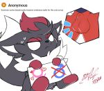  &lt;3 2020 angry animal_genitalia balls barely_visible_balls barely_visible_genitalia bodily_fluids cinderace dusk_(gingy_k_fox) ears_down emanata english_text genitals gingy_k_fox male nervous nintendo pivoted_ears pok&eacute;mon pok&eacute;mon_(species) sheath sign signature simple_background stated_heterosexuality sweat text video_games white_background zorua 