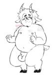  2020 balls belly blush genitals male navel nipples overweight overweight_male penis satyr shyybuchi simple_background sketch white_background 