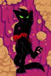  2:3 anthro black_body black_fur cartoon_network clothing cobbler_(dessert) domestic_cat felid feline felis fur green_eyes male mammal mao_mao:_heroes_of_pure_heart pawpads pecs pose red_clothing sheriff_mao_mao_mao slim solo undergrounddweller89 