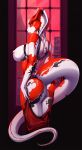  2020 anthro areola breasts digital_media_(artwork) female fingers hi_res knight_dd nipples red_eyes reptile scalie snake solo 