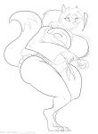  2d_(artwork) anthro areola belly big_areola big_breasts big_nipples breasts canid canine chest_fur clothing curvy_figure digitigrade eyelashes female fox fur hair hi_res line_art mammal momiji_(lost_hexer) nipples puffy_nipples reptilligator revealing_(disambiguation) solo spiky_hair surprise thick_thighs voluptuous wide_hips 