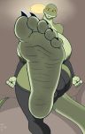  2016 5_fingers 5_toes anthro areola arm_warmers armwear barefoot big_breasts big_feet biped breasts claws clothing curvy_figure digital_media_(artwork) edit eyelashes feet female fingers fist foot_focus green_body green_nipples green_skin half-closed_eyes hi_res huge_breasts humanoid humanoid_feet inside legwear looking_at_viewer low-angle_view margret_stalizburg mature_female narrowed_eyes nipples non-mammal_breasts plantigrade python red_eyes reptile scalie smile snake soles solo stockings text thigh_highs toe_claws toes voluptuous wide_hips worm&#039;s-eye_view wrinkled_feet wrinkles yellow_sclera zp92 