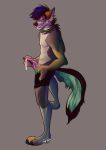  absurd_res anthro bodily_fluids canid canine canis clothing collar domestic_dog fangs genital_fluids genitals hi_res male mammal muscular muscular_male nipples pecivko penis precum precum_string side_view solo suggestive_look underwear unknown_artist 