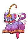  2020 alpha_channel anthro big_breasts blue_body blush book breast_squish breasts domestic_cat felid feline felis female league_of_legends mammal open_mouth riot_games simple_background smile solo squish transparent_background video_games wherewolf yuumi_(lol) 