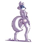  2018 alopex anthro arctic_fox arm_grab bassybefuddle black_nose breasts butt canid canine digital_media_(artwork) facial_markings female fox fur genitals head_markings looking_at_viewer looking_back mammal markings mask_(marking) multicolored_body multicolored_fur nipples nude paws pussy rear_view simple_background solo standing teenage_mutant_ninja_turtles two_tone_body two_tone_fur white_body white_fur yellow_body yellow_fur 