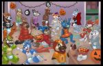 absurd_res anthro canid canine canis diaper domestic_dog equid equine felid halloween hi_res holidays horse hyaenid infantilism jackal male mammal pantherine party pukaa snow_leopard ursid wolf 