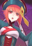  1girl blue_legwear breasts candy capri_pants chinese_clothes fire_emblem fire_emblem_heroes food halloween halloween_costume highres jiganshi looking_at_viewer open_mouth pants pink_hair red_eyes sakura_(fire_emblem) short_hair silk solo spider_web tyotto_ko_i 