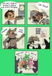  anthro bodily_fluids canid canine clothing comic costume food_tray full_moon furry_convention fursuit group hi_res male mammal moon nothing_suspicio.us restrained sign sweat torn_clothing transformation were werecanid werecanine werewolf 