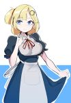  1girl absurdres alternate_costume blonde_hair blue_eyes breasts enmaided highres hololive hololive_english juicycloney looking_to_the_side maid medium_breasts medium_hair side_ponytail smile solo virtual_youtuber watson_amelia 
