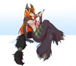  2020 5_fingers anthro areola black_body black_fur breasts digital_media_(artwork) eyebrows eyelashes female fingers fur hair hooves nipples orange_hair rd406 smile solo 