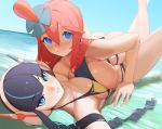  2girls aqua_eyes ass beach bikini blue_eyes cropped komadera pokemon red_hair swimsuit tagme_(character) water yuri 