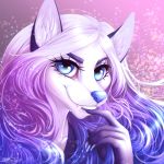  1:1 2020 5_fingers anthro blue_eyes blue_nose canid canine digital_media_(artwork) eyebrows eyelashes fingers fox hair headshot_portrait hi_res looking_at_viewer mammal p-v-s portrait smile white_hair 