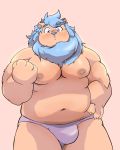  2020 4:5 absurd_res anthro belly bulge clothing felid hi_res kemono lion male mammal moobs navel nipples overweight overweight_male pantherine qqmelon888 solo underwear 
