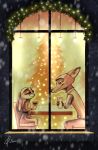  2019 absurd_res anthro canid canine chair christmas christmas_tree clothed clothing cup disney duo ears_down eye_contact female fox fully_clothed furniture hi_res holding_cup holding_object holidays judy_hopps lagomorph leporid light lighting lights looking_at_another male mammal nick_wilde pivoted_ears qalcove rabbit red_fox signature sitting smile table tree window zootopia 